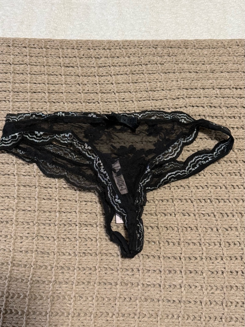 Victoria's Secret Black Lace Thong
